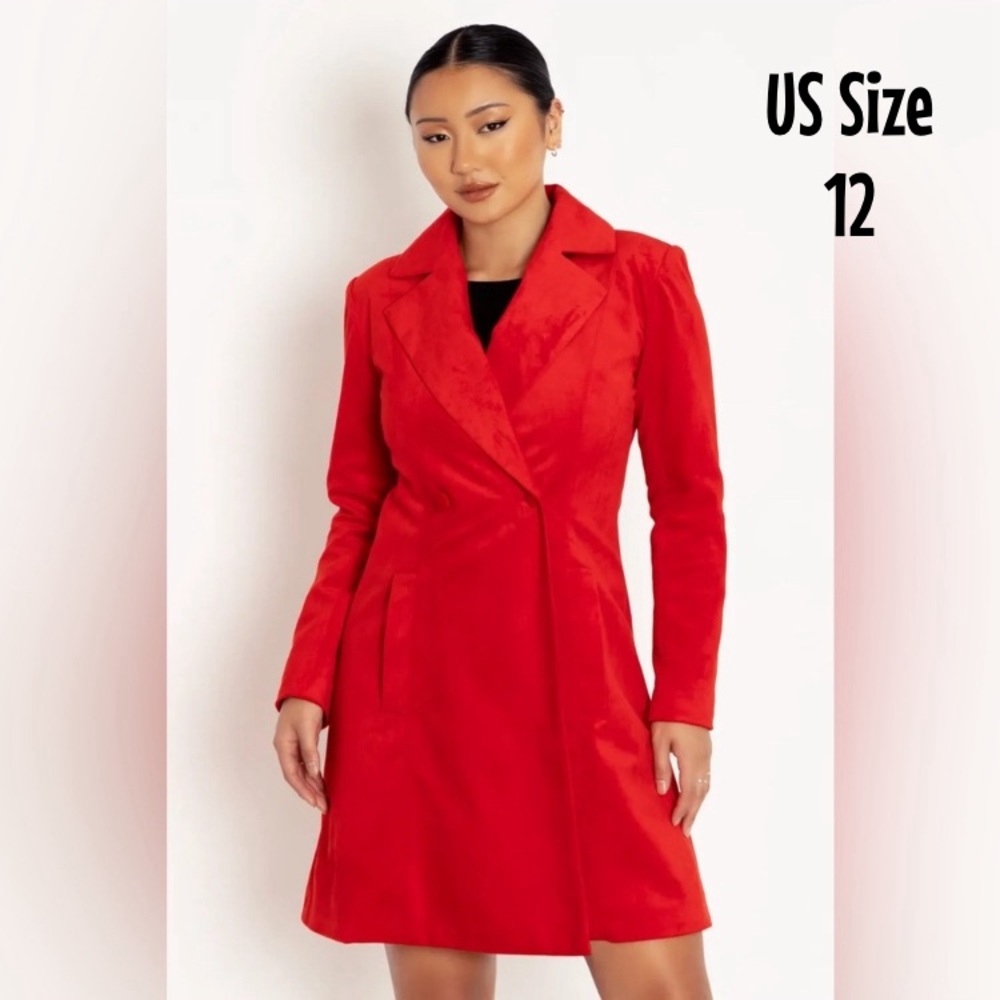 BLACKMILK RED VELVET COAT! Double Breasted Elegant Trench Tartan Plaid Lining